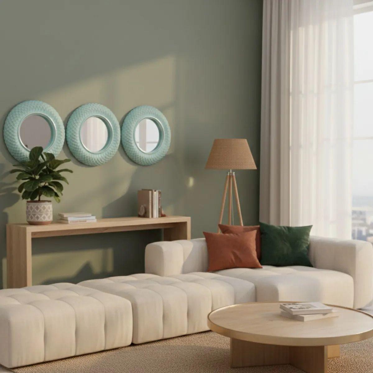 Set 3 Espejo Acento Decorativo Pared Diseño Vintage Jhn-8