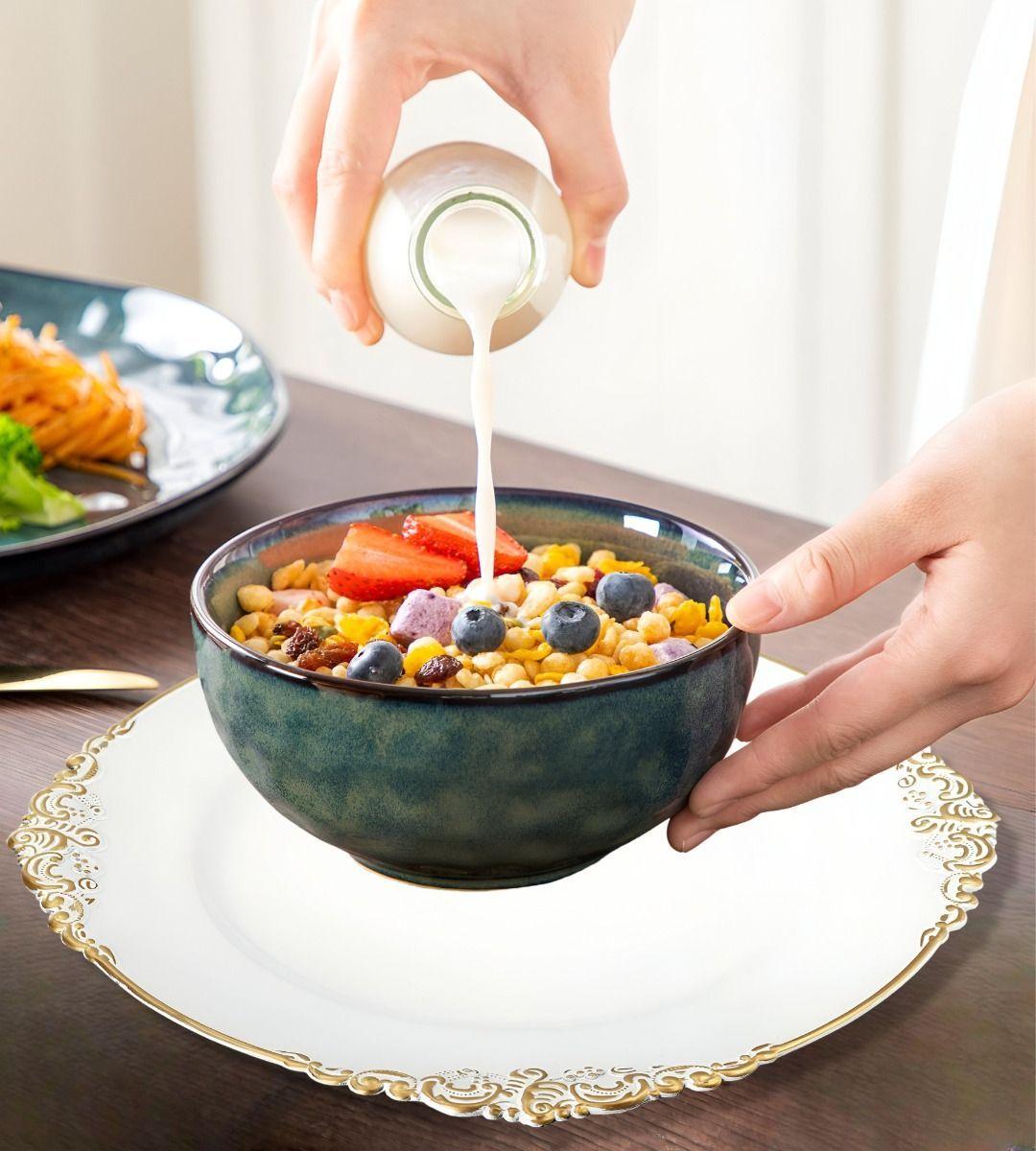 Set 3 Bajo Plato Base Decorativo Blanco Y Borde Dorado Jhn-3