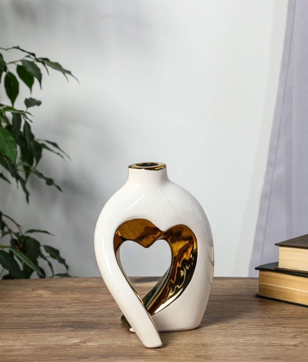 Florero Decorativo Escultural Jarrón Abstracto Corazón Jhn-2