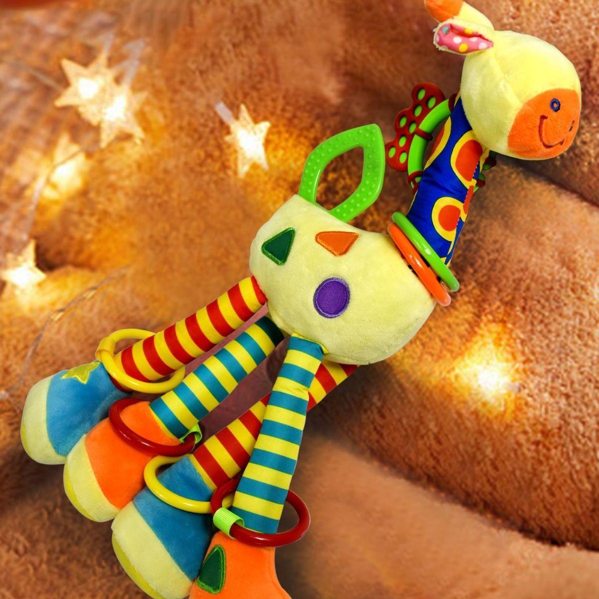 JUGUETE PELUCHE JIRAFA COLORIDA COLGANTE SUAVE BEBE LAU-6