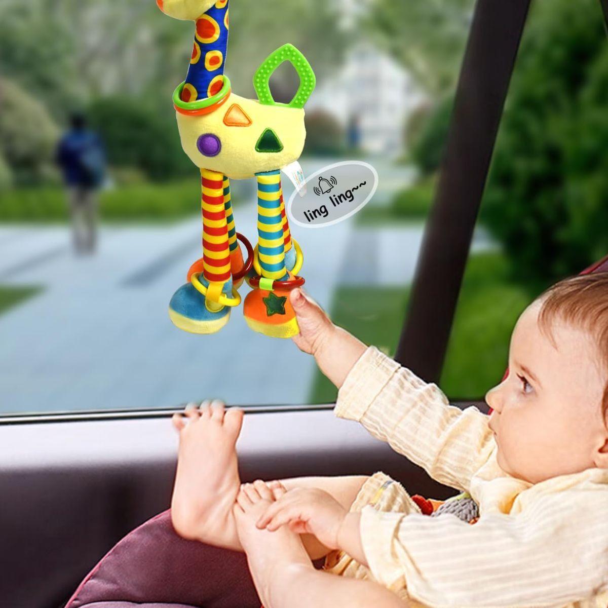 JUGUETE PELUCHE JIRAFA COLORIDA COLGANTE SUAVE BEBE LAU-7