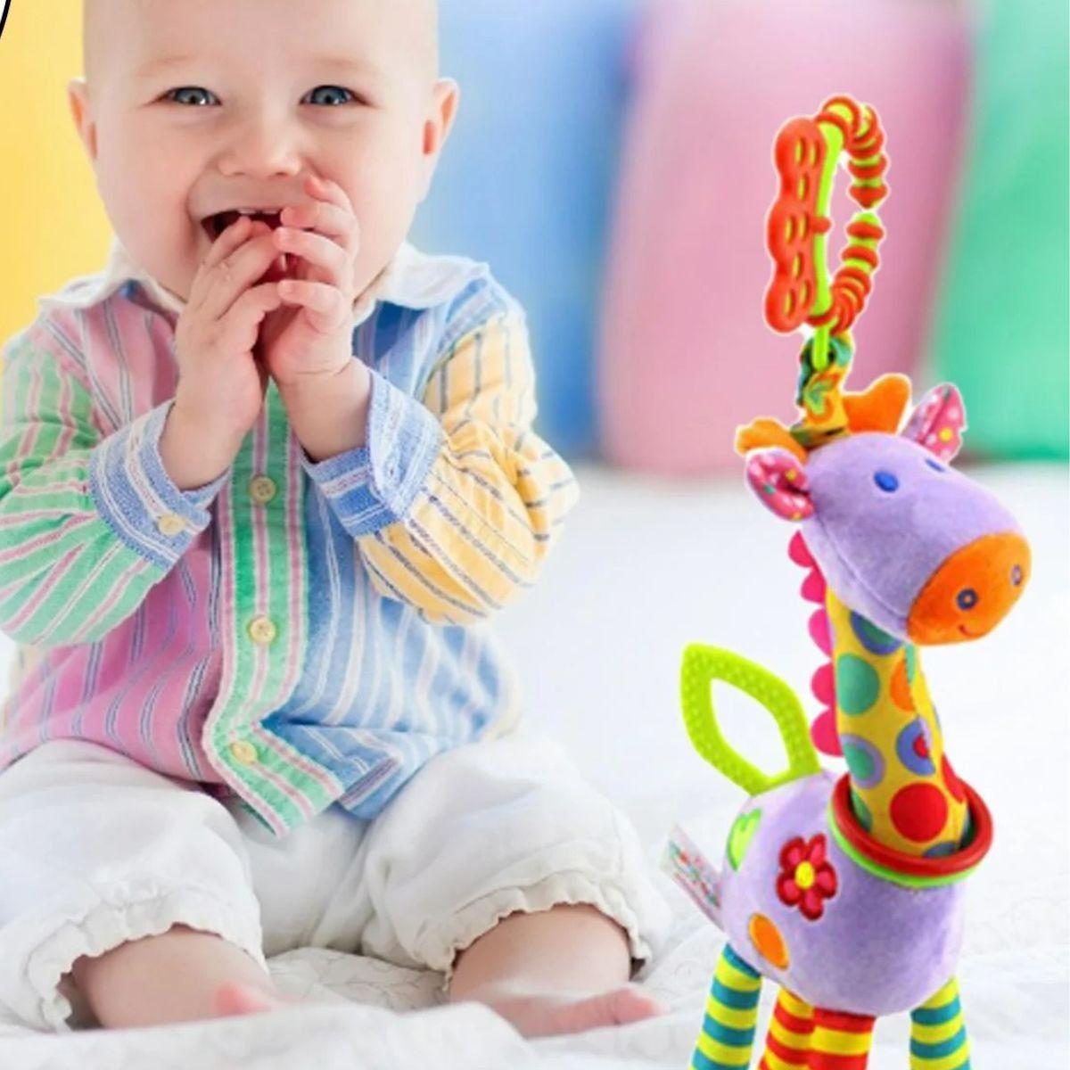 JUGUETE PELUCHE JIRAFA COLORIDA COLGANTE SUAVE BEBE LAU-8