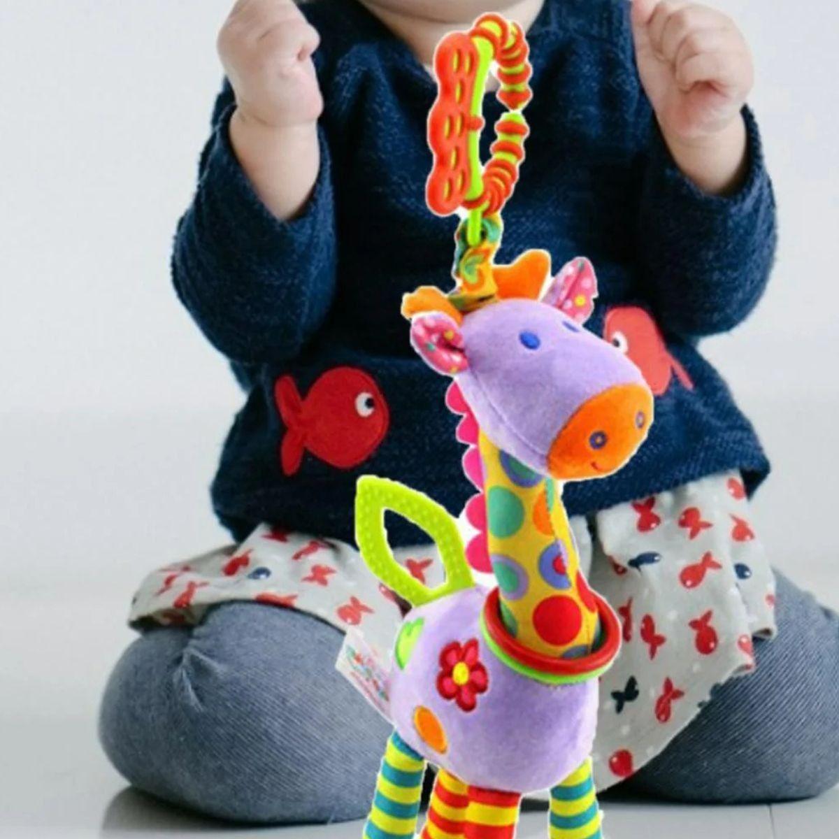 JUGUETE PELUCHE JIRAFA COLORIDA COLGANTE SUAVE BEBE LAU-9