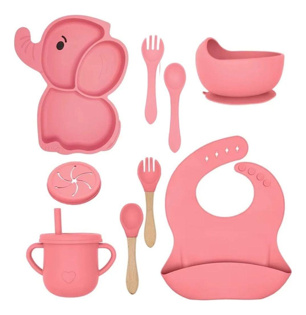 SET ALIMENTACION ELEFANTE BEBE 9 PZA SILICONA DIVERTIDA LAU-0