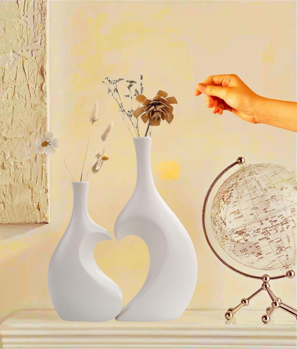 Florero Jarrón Decorativo Corazón Textura Hogar Flores Jhn-2