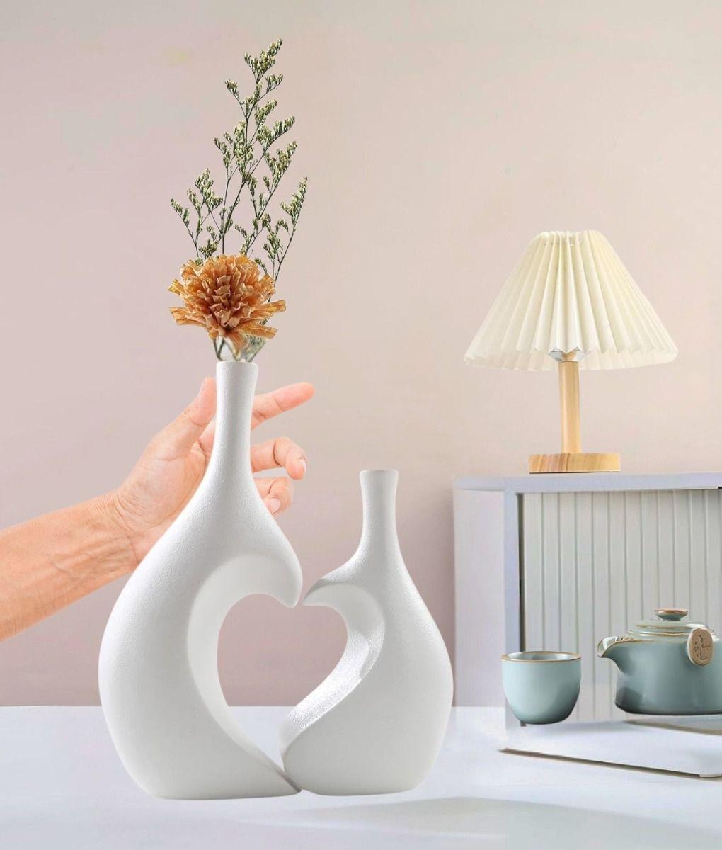 Florero Jarrón Decorativo Corazón Textura Hogar Flores Jhn-3