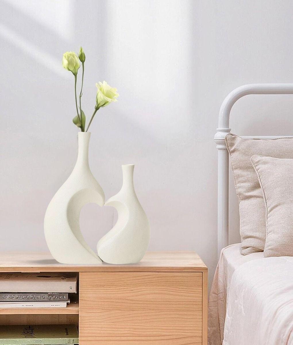 Florero Jarrón Decorativo Corazón Textura Hogar Flores Jhn-5