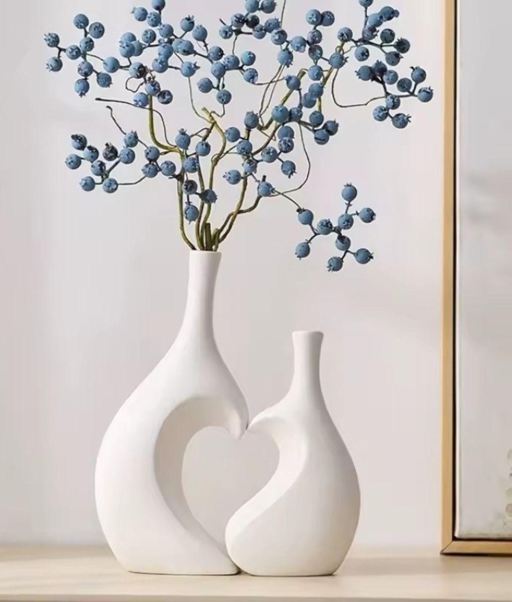 Florero Jarrón Decorativo Corazón Textura Hogar Flores Jhn-7
