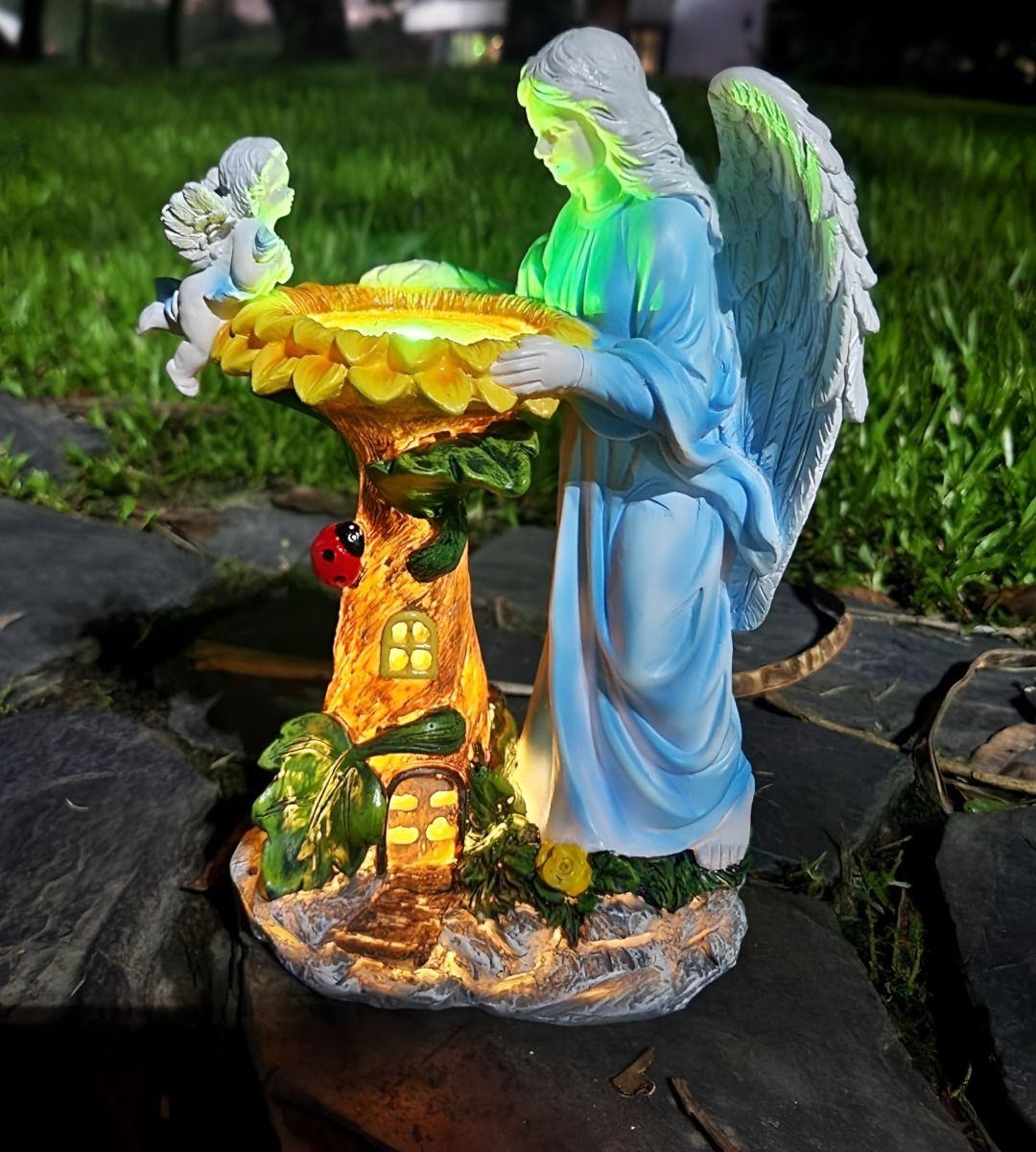 Figura Estatua Jardín Solar Ángel Decoración Luz Adorno Jhn-2