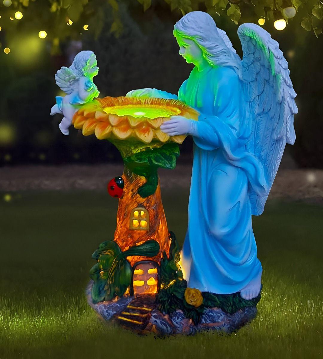 Figura Estatua Jardín Solar Ángel Decoración Luz Adorno Jhn-4