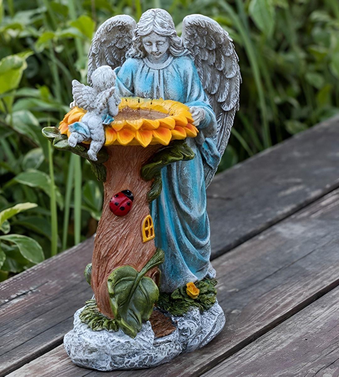 Figura Estatua Jardín Solar Ángel Decoración Luz Adorno Jhn-5