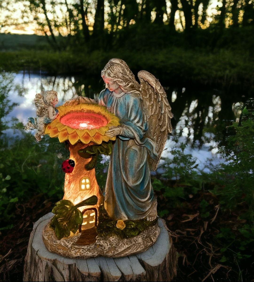 Figura Estatua Jardín Solar Ángel Decoración Luz Adorno Jhn-7