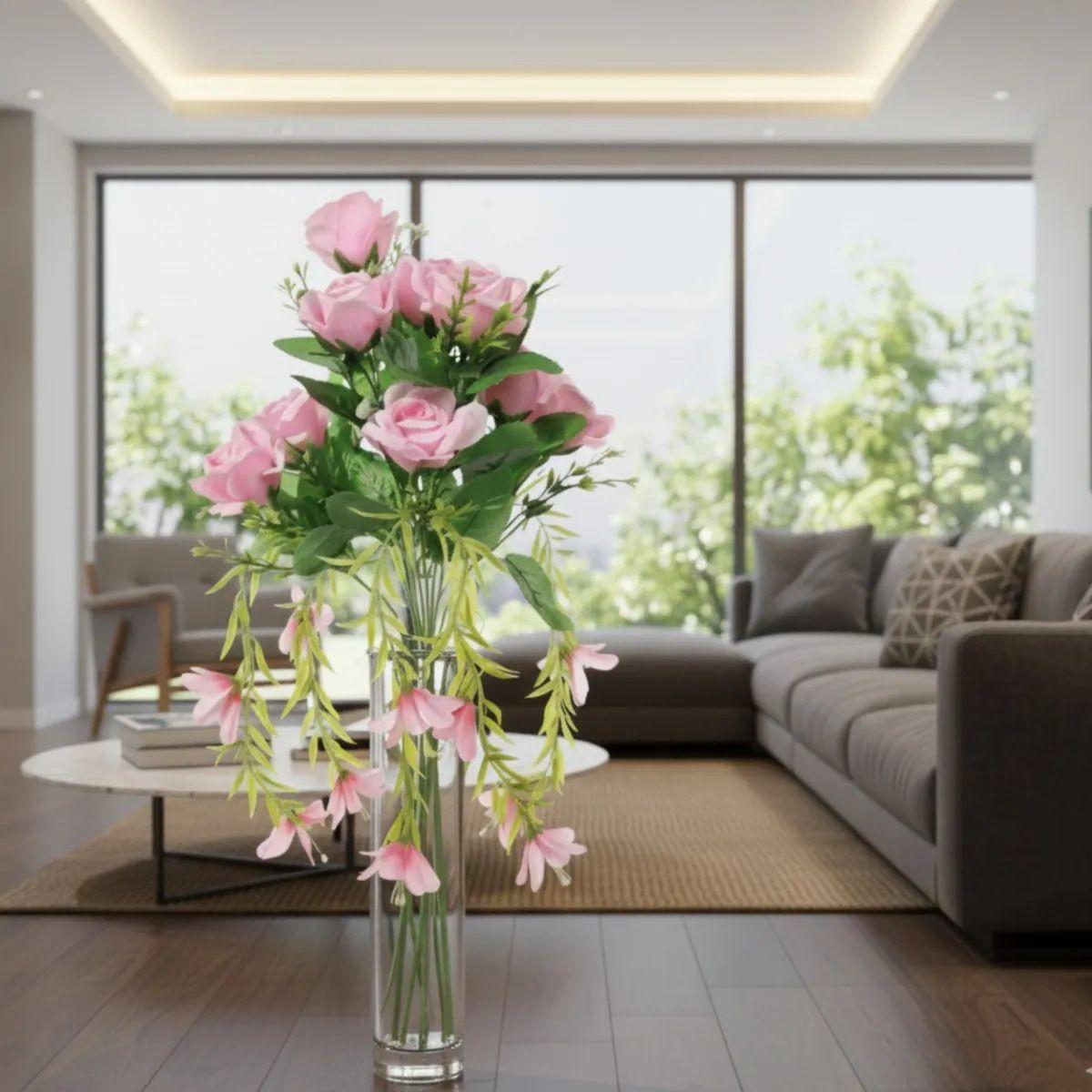 Set 2 Ramo Artificial Rosas Diseño Caída Ornamental Jhn-6