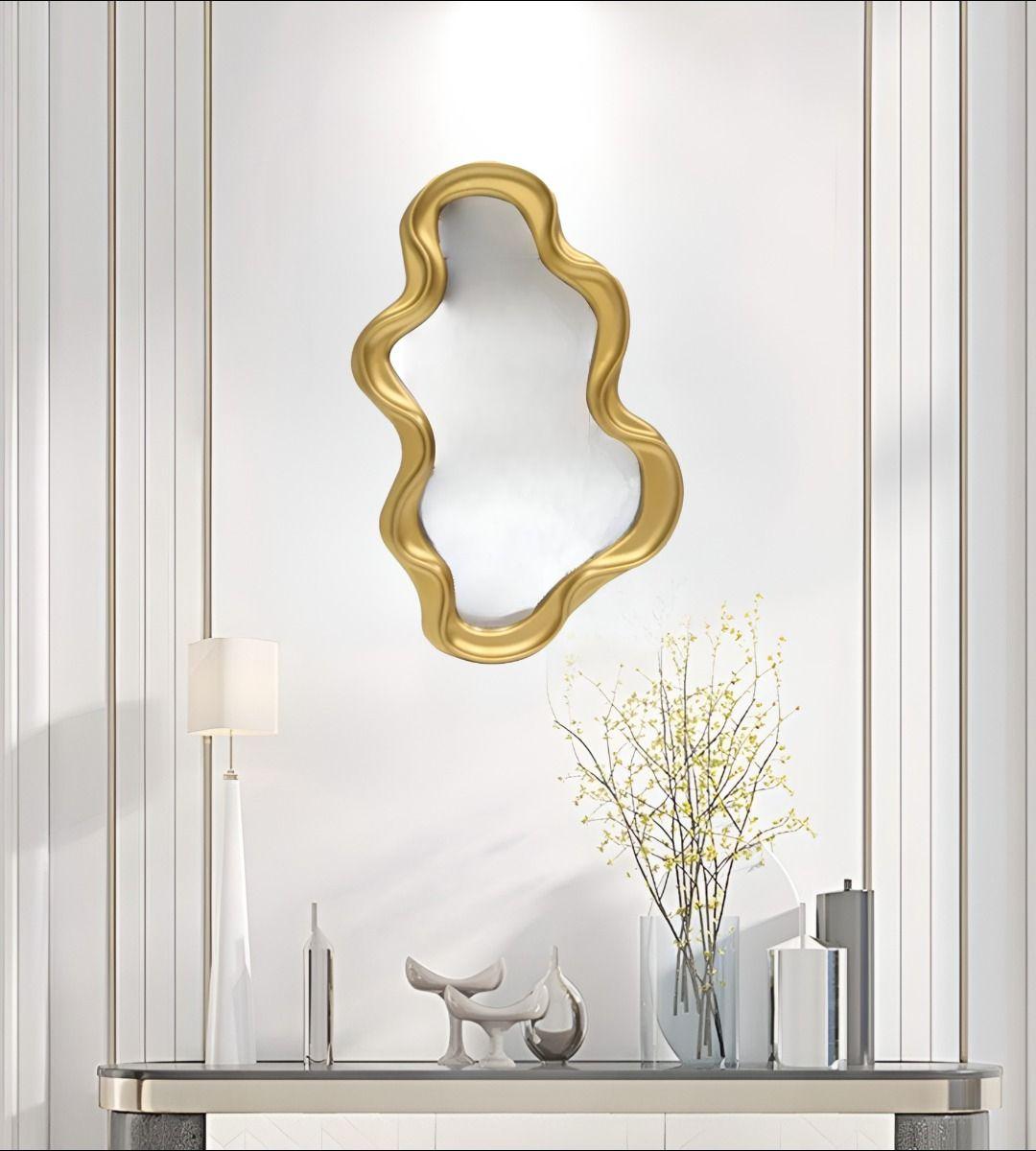 Espejo Pared Moderno Irregular Decorativo Dorado Jhn-4