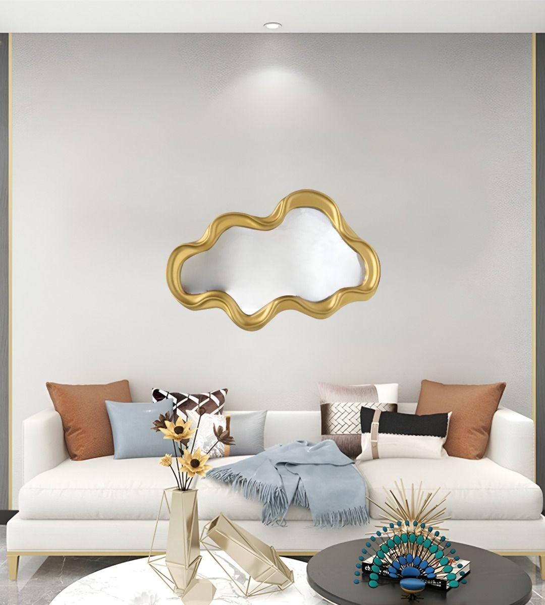 Espejo Pared Moderno Irregular Decorativo Dorado Jhn-7