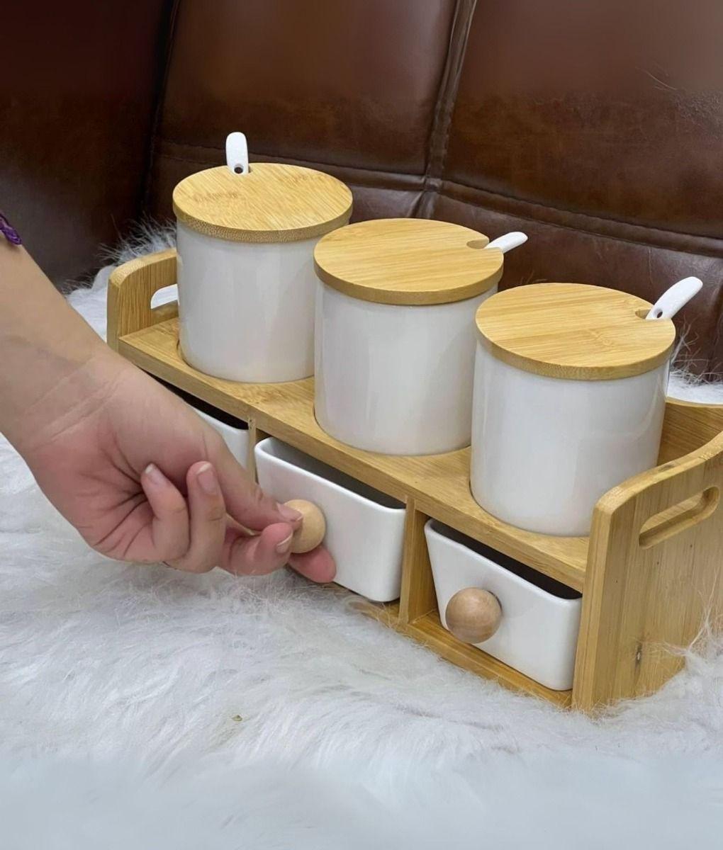 Juego Recipiente Organizador Contenedor Soporte Tapa Jhn-4