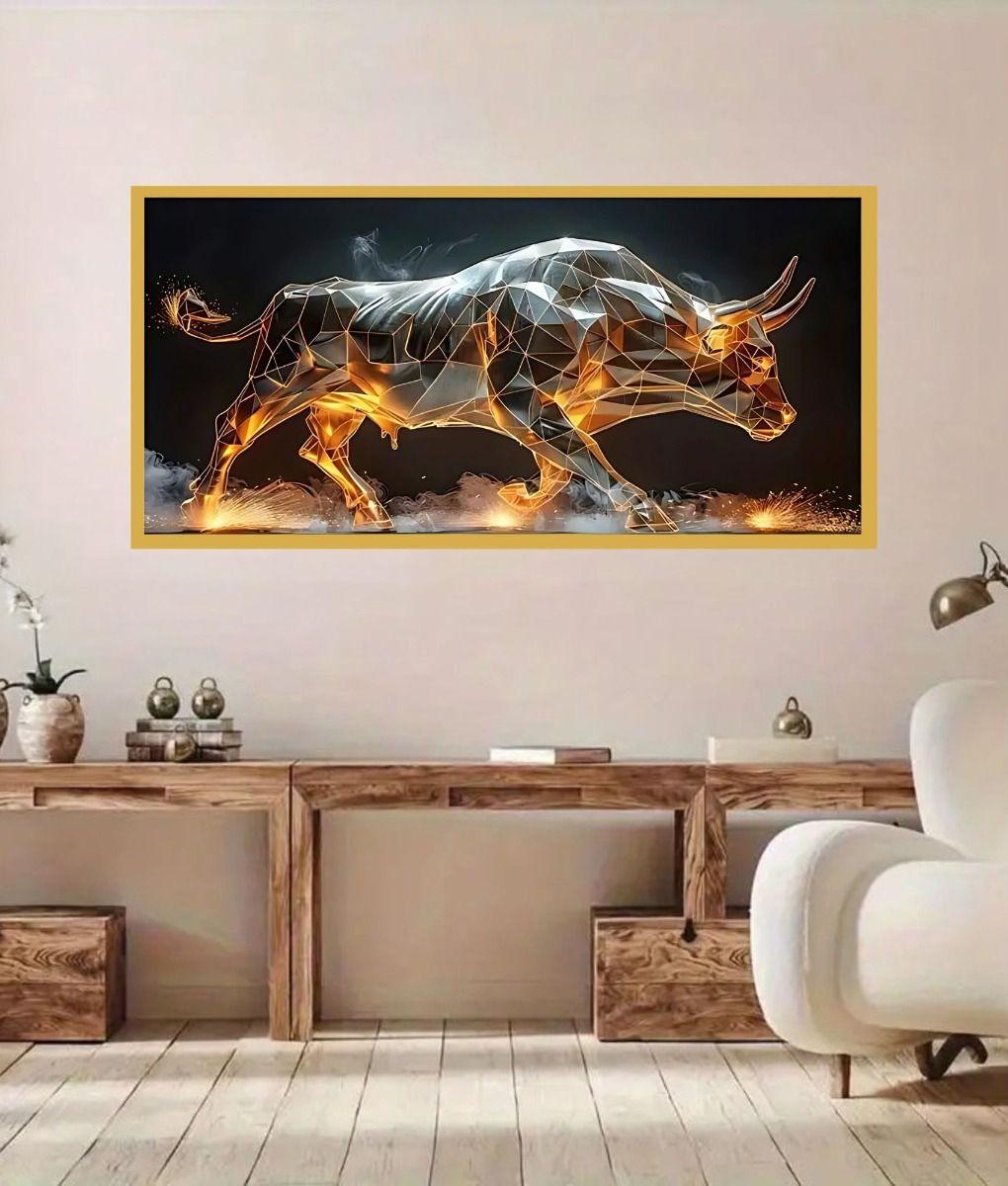 Cuadro Decorativo Arte Abstracto Moderno Toro Fuego Jhn-5