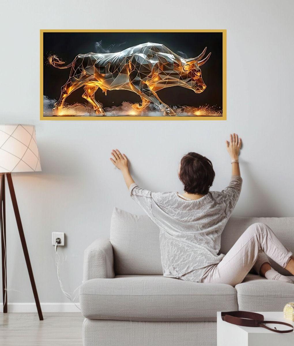 Cuadro Decorativo Arte Abstracto Moderno Toro Fuego Jhn-7