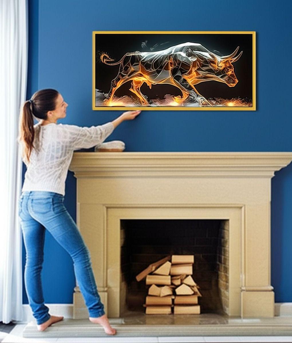 Cuadro Decorativo Arte Abstracto Moderno Toro Fuego Jhn-8