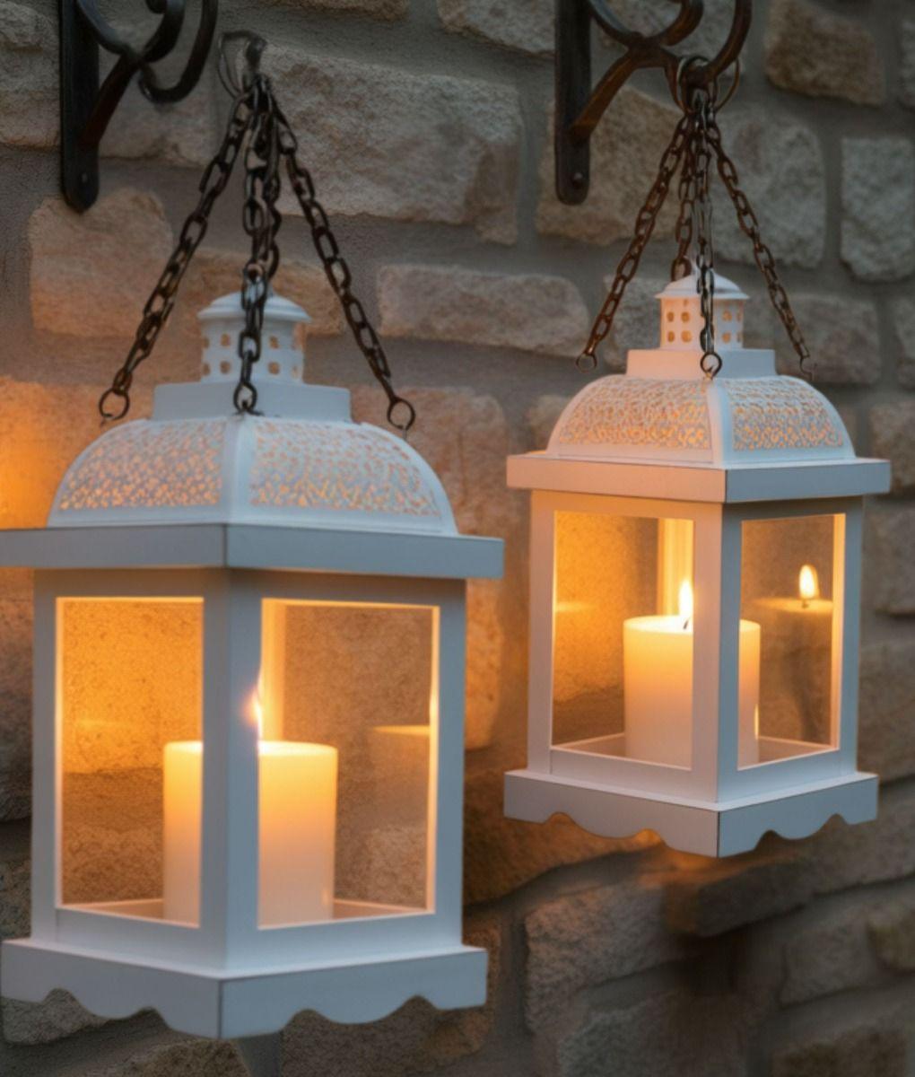 Set 3 Portavela Decorativo Farol Estilo Rústico Moderno Jhn-6