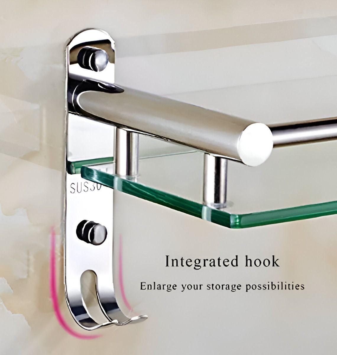 Estante Baño Repisa Estante Vidrio Templado Pared Jhn-8