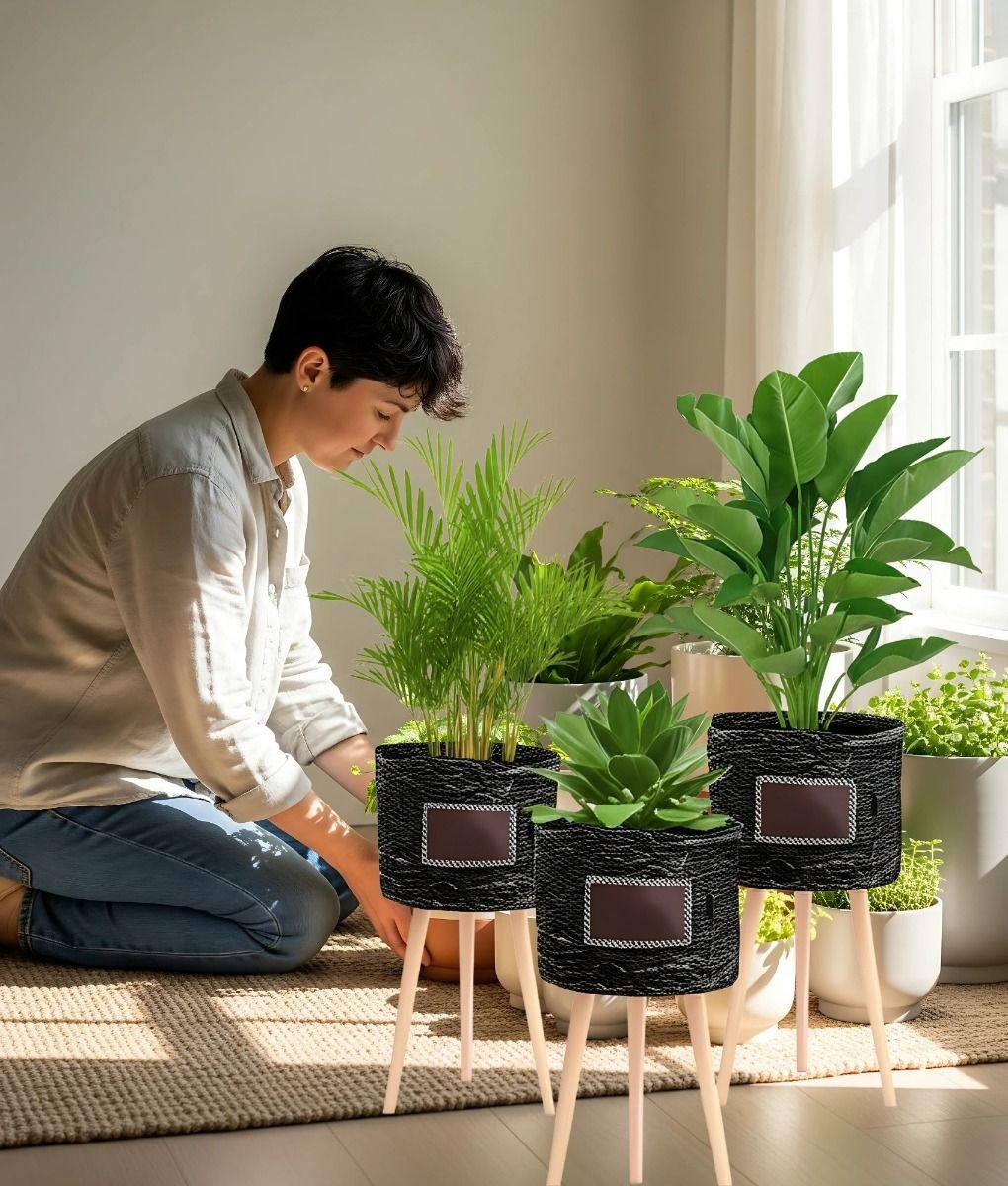 Set Maceteros Modernos Soporte Macetas Jardín Patas Jhn-4