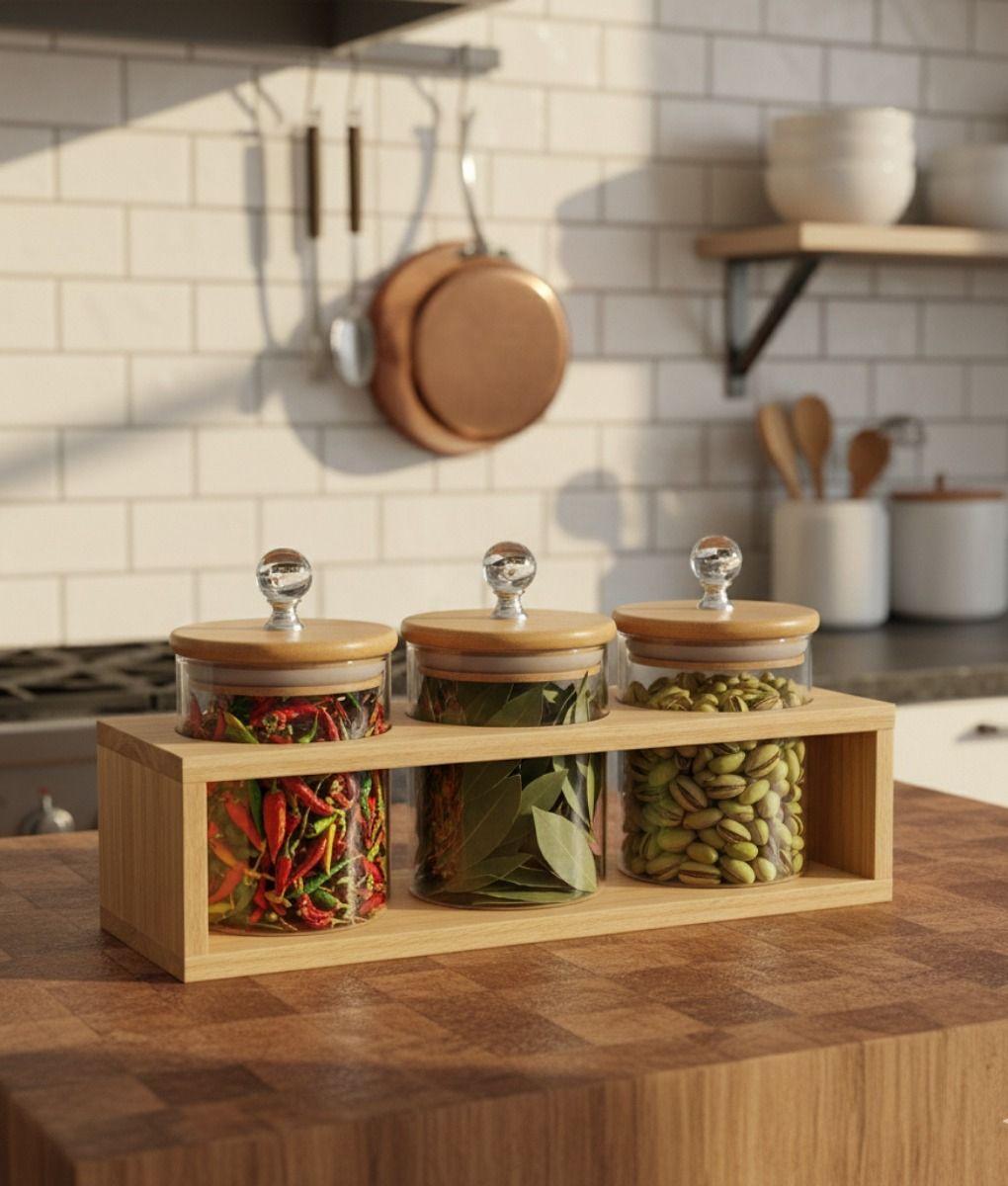 Set 3 Frascos Almacenamiento Organización Recipientes Jhn-8