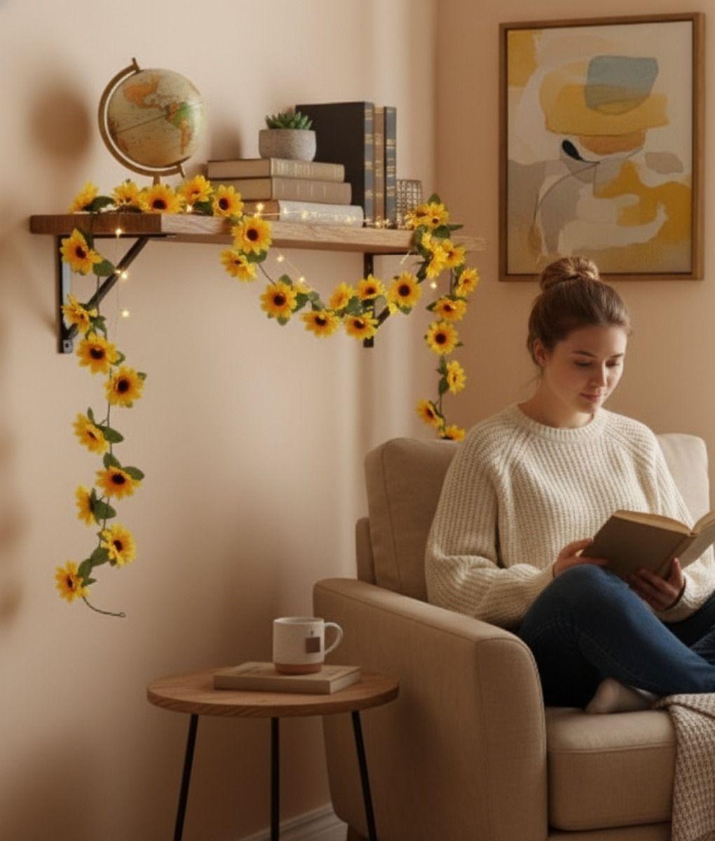 Set 3 Flores Artificiales Guirnalda Girasoles Enredadera Jhn-4