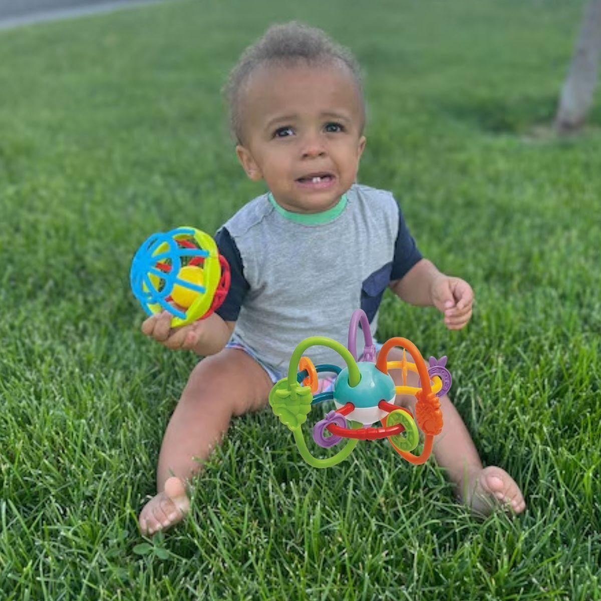 SET 2 SONAJEROS JUGUETE 2EN1 ESTIMULA MORDEDOR BEBE LAU-8