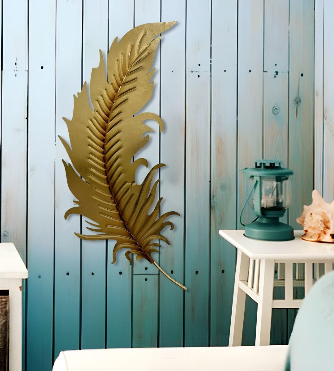 Decoración Creativa Pared Pluma Dorada Escultura Hogar Jhn-4