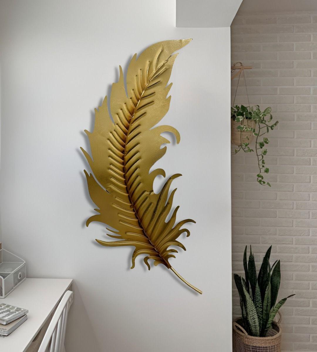 Decoración Creativa Pared Pluma Dorada Escultura Hogar Jhn-6