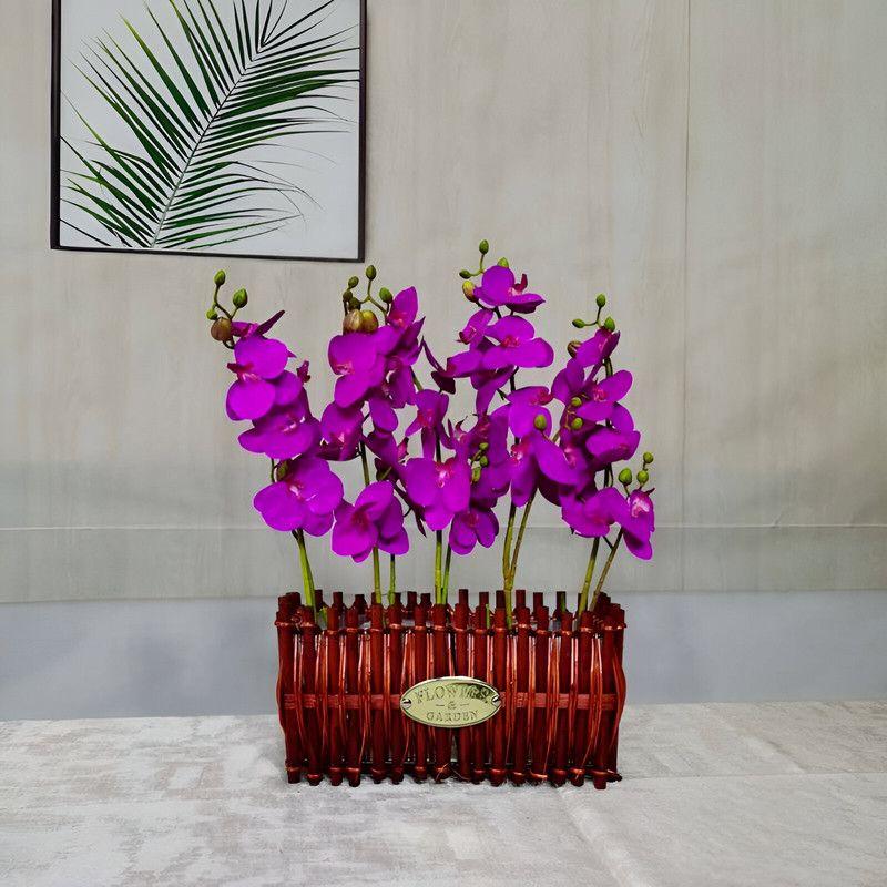 Canasta Mimbre Cesta Tejida Flores Plantas Artificiales Lau-7