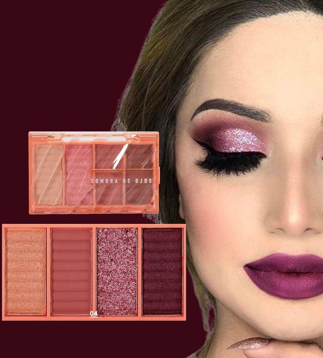 Set 4 Sombra Ojos Paleta 4 Tonos Vibrante Suave Duradera Jhn-6