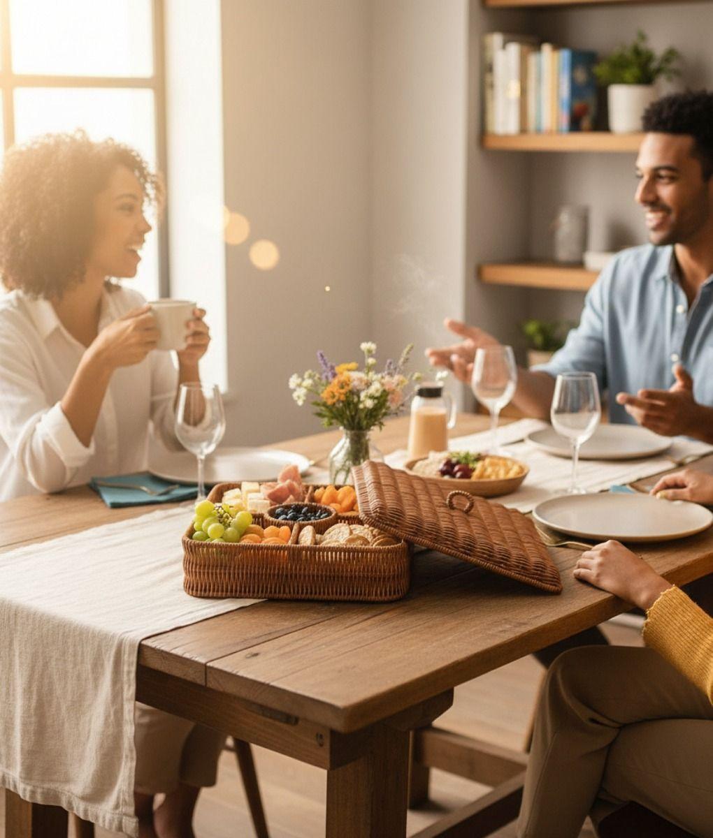 Canasto Decorativo Tapa Cesto Organizador Compartimentos Jhn-3