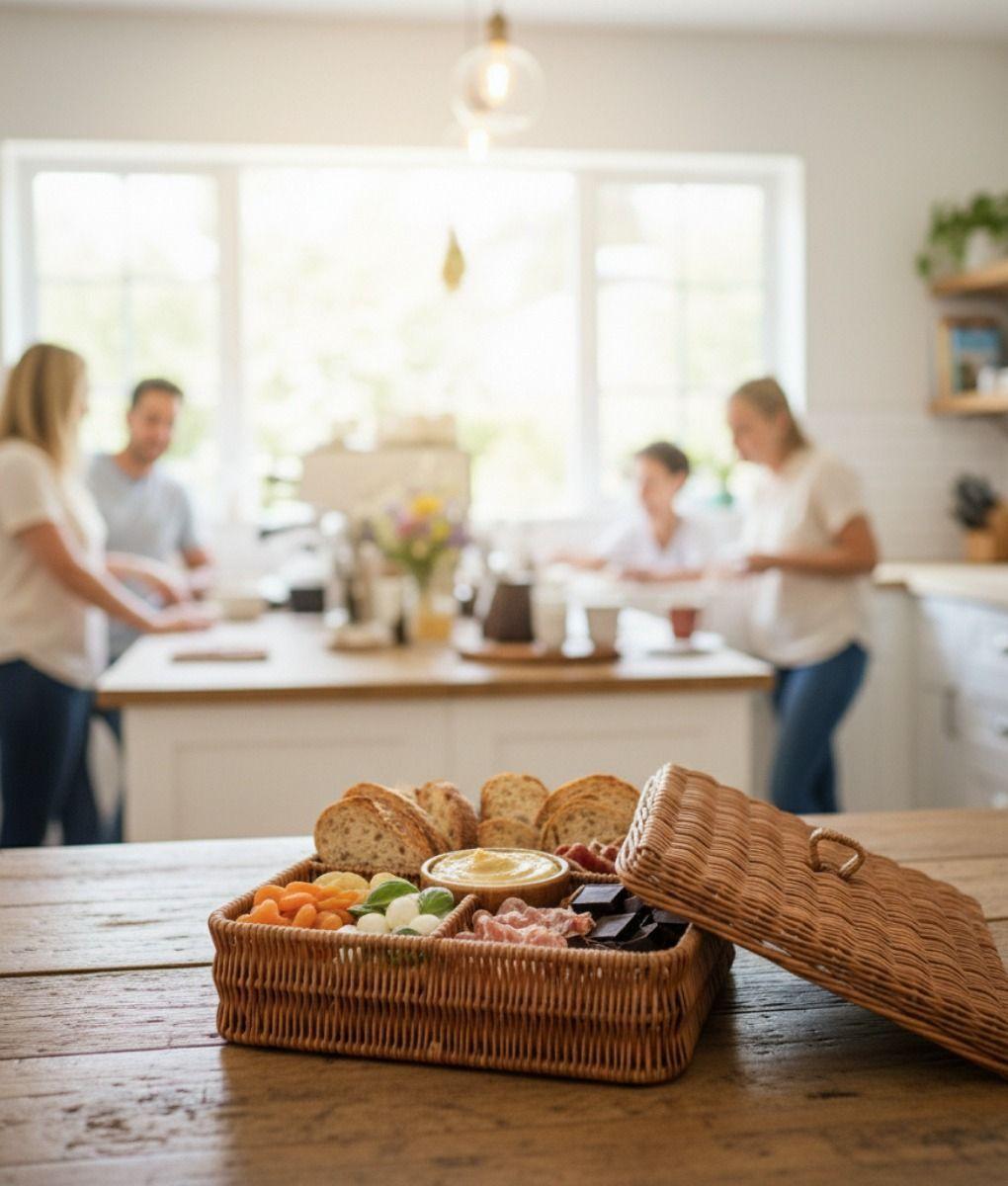 Canasto Decorativo Tapa Cesto Organizador Compartimentos Jhn-7