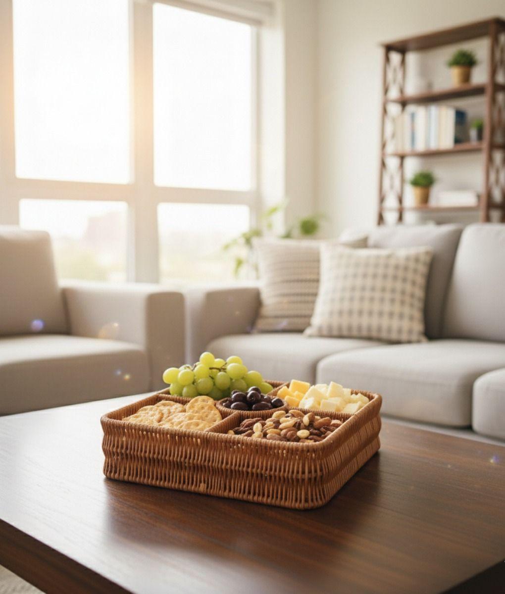 Canasto Decorativo Tapa Cesto Organizador Compartimentos Jhn-9