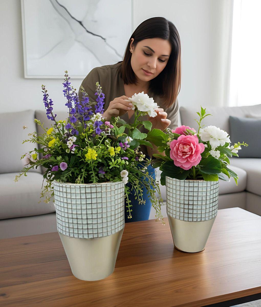 Set 2 Maceta Decorativa Diseño Sofisticado Versátil Jhn-2