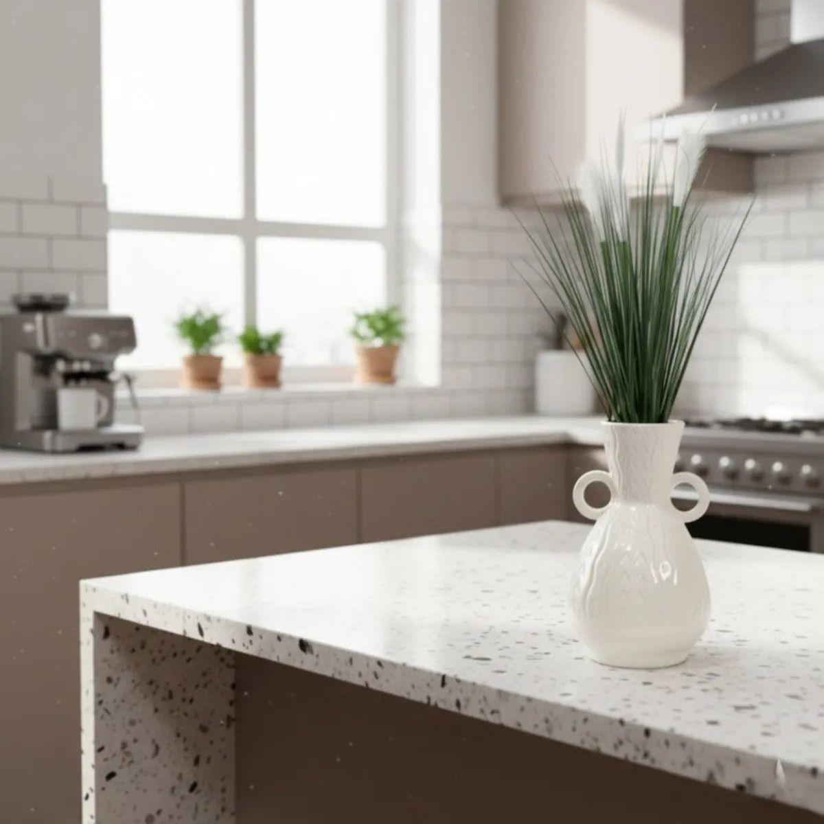 Jarrón Decorativo Doble Asa Relieve Geométrico Lujo AJ-5