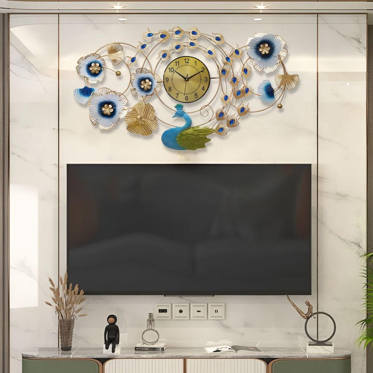 Reloj Pared Floral Pavo Real Decorativo Atemporal Jhn-5