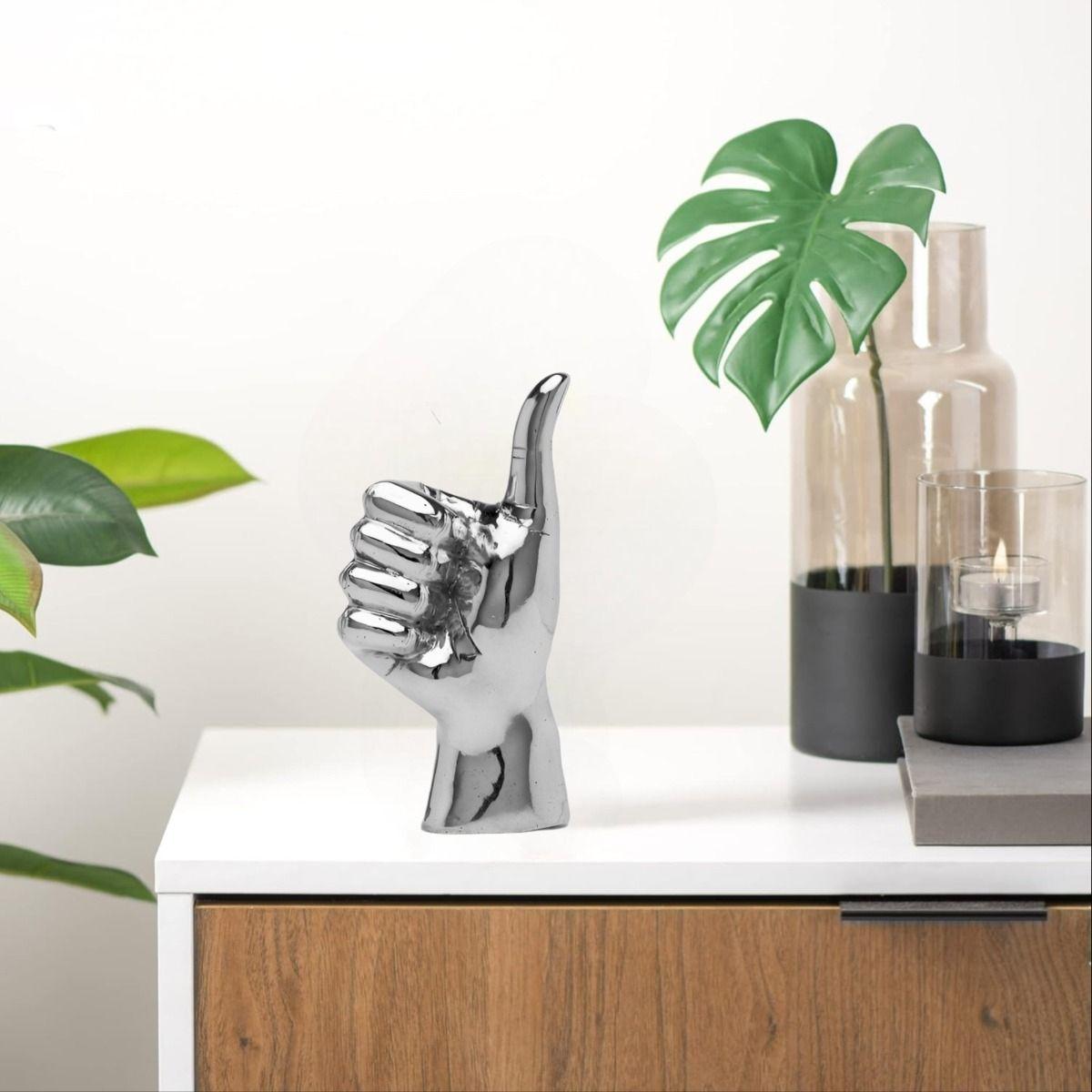 Set de 3 Figura Mano Plateado Decoración Soporte Joyería Jhn-4