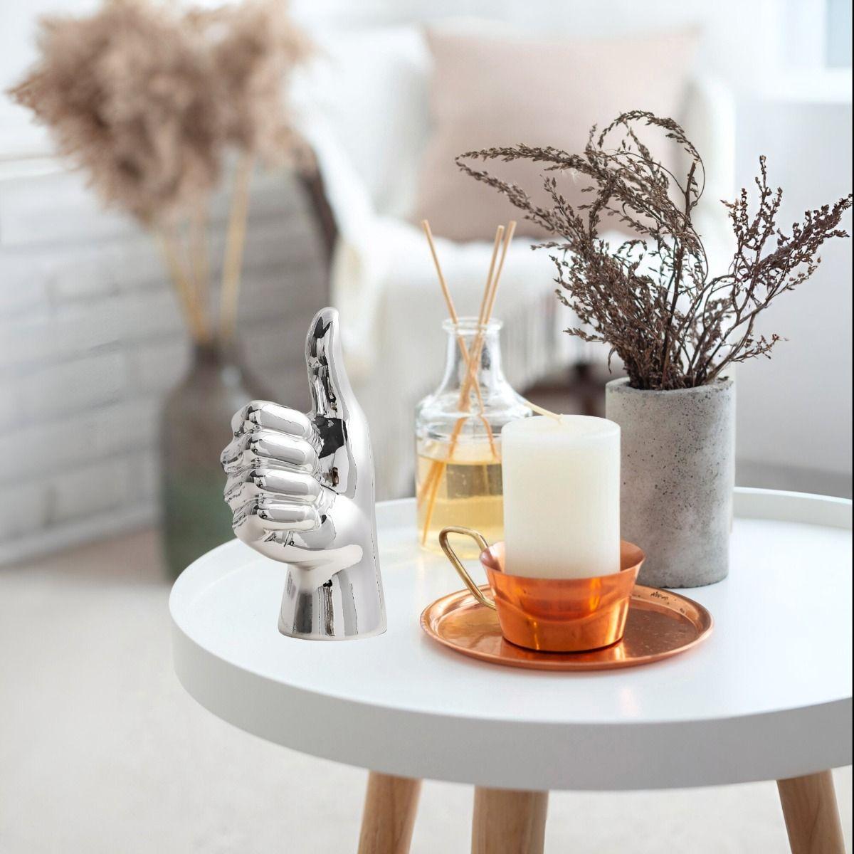 Set de 3 Figura Mano Plateado Decoración Soporte Joyería Jhn-6