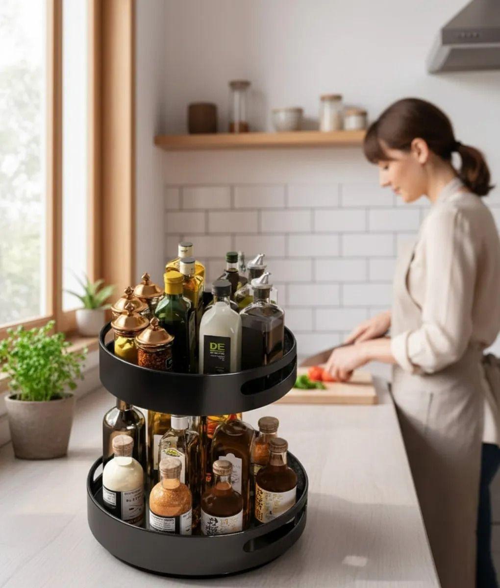 Bandeja Giratoria Decorativa Doble Nivel Organización Jhn-3