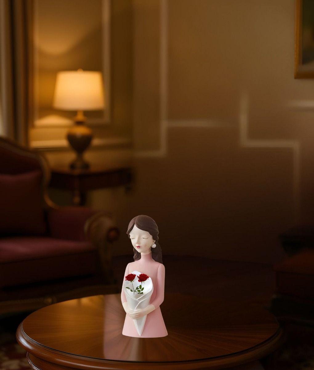 Estatua Figura Decorativa Mujer Silueta Adorno Floral Jhn-4