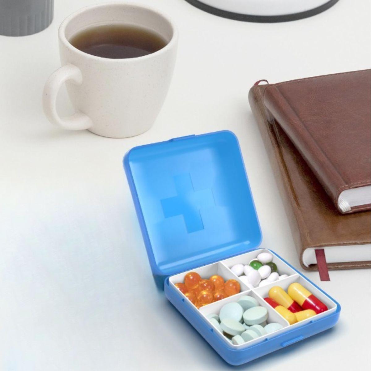 SET 6 PASTILLERO AZUL 4 COMPARTIMIENTOS MEDICAMENTOS LAUII-3