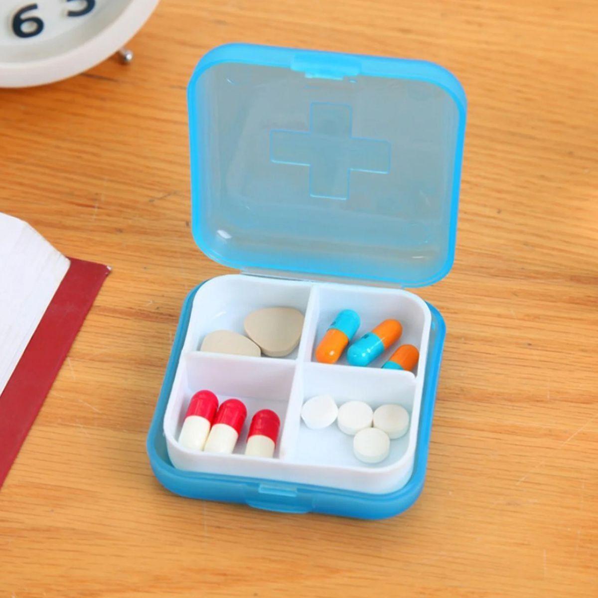 SET 6 PASTILLERO AZUL 4 COMPARTIMIENTOS MEDICAMENTOS LAUII-5