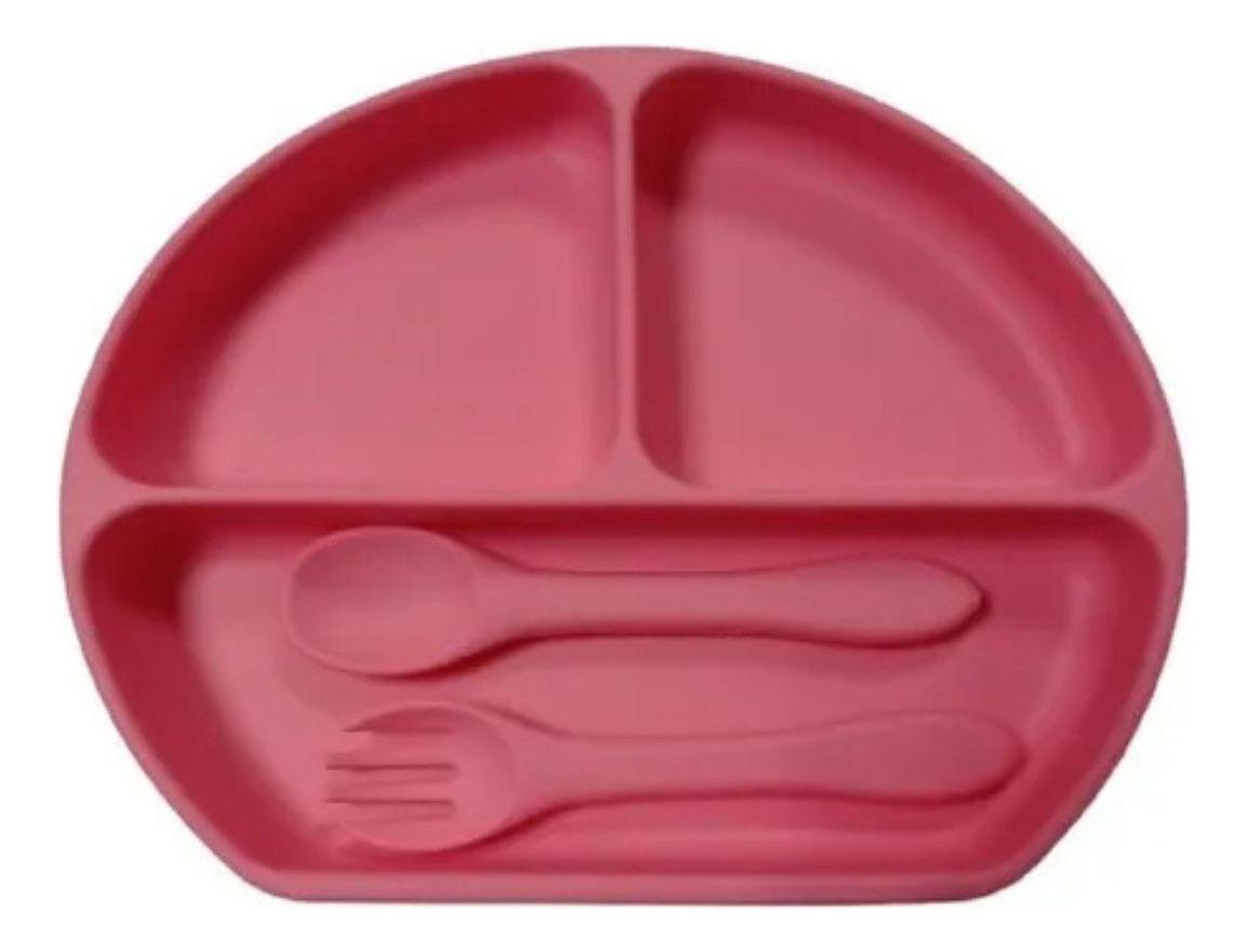 SET ALIMENTACION PLATO+CUCHARA TENEDOR SILICONA LAU-0