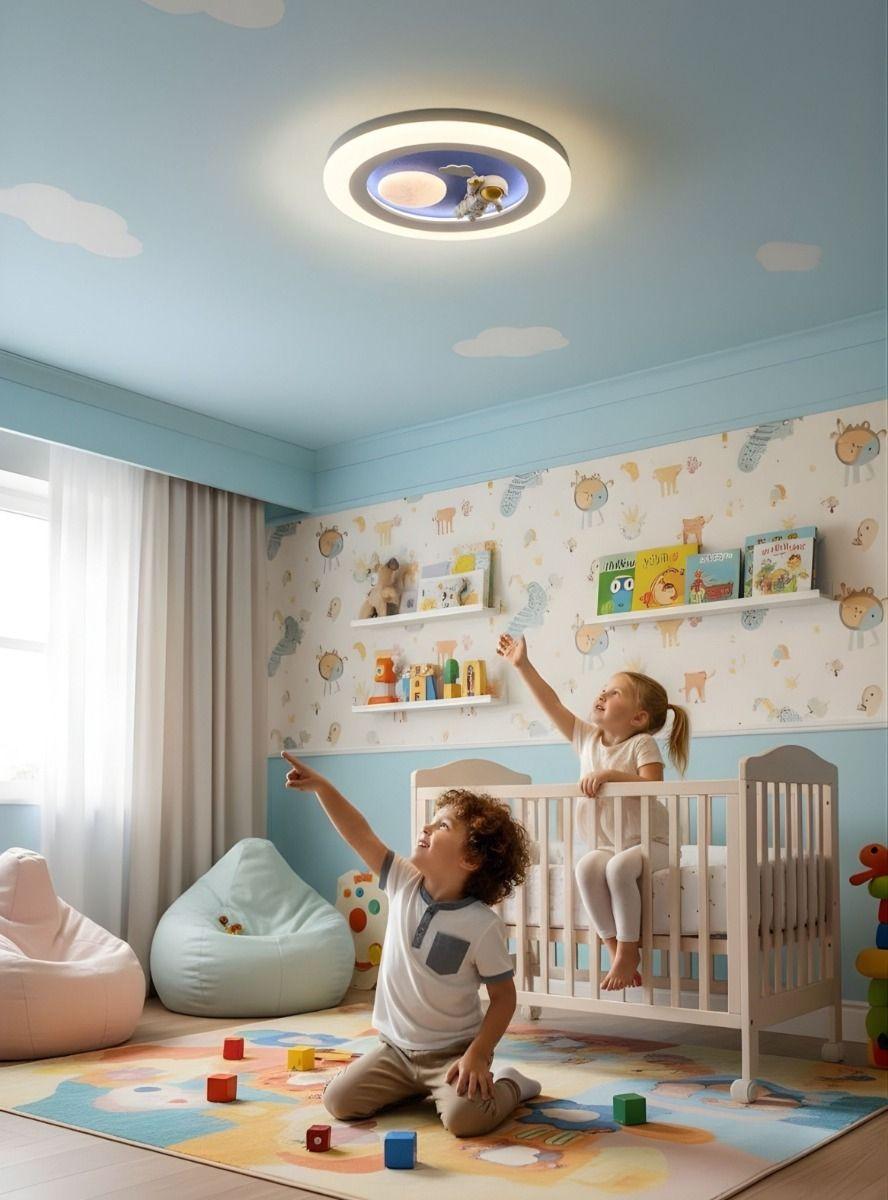 Lámpara Techo LED Diseño Astronauta Luna Plafón Jhn-4