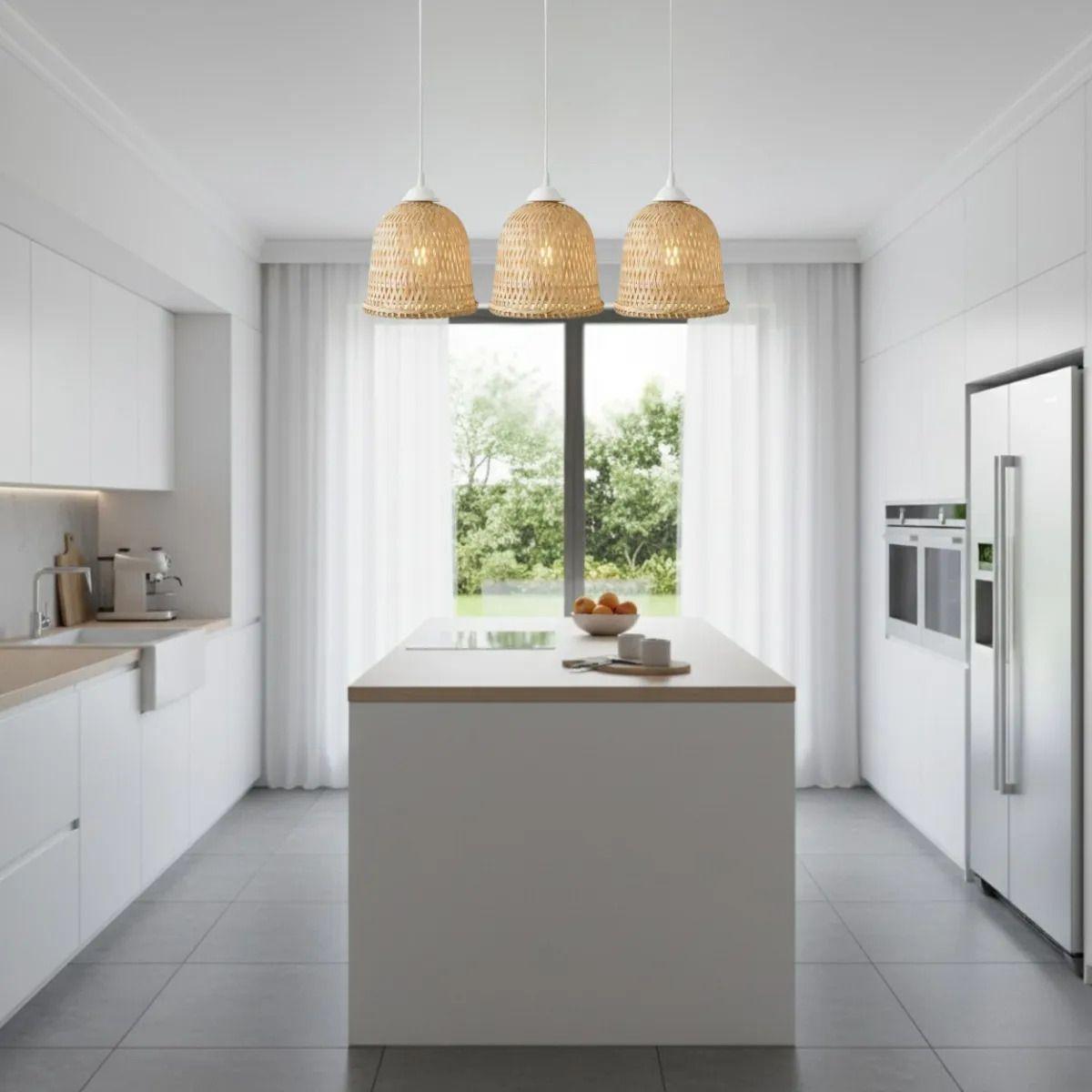 Lámpara Colgante Triple Artesanal Entramado Tejido Led ALJ-5