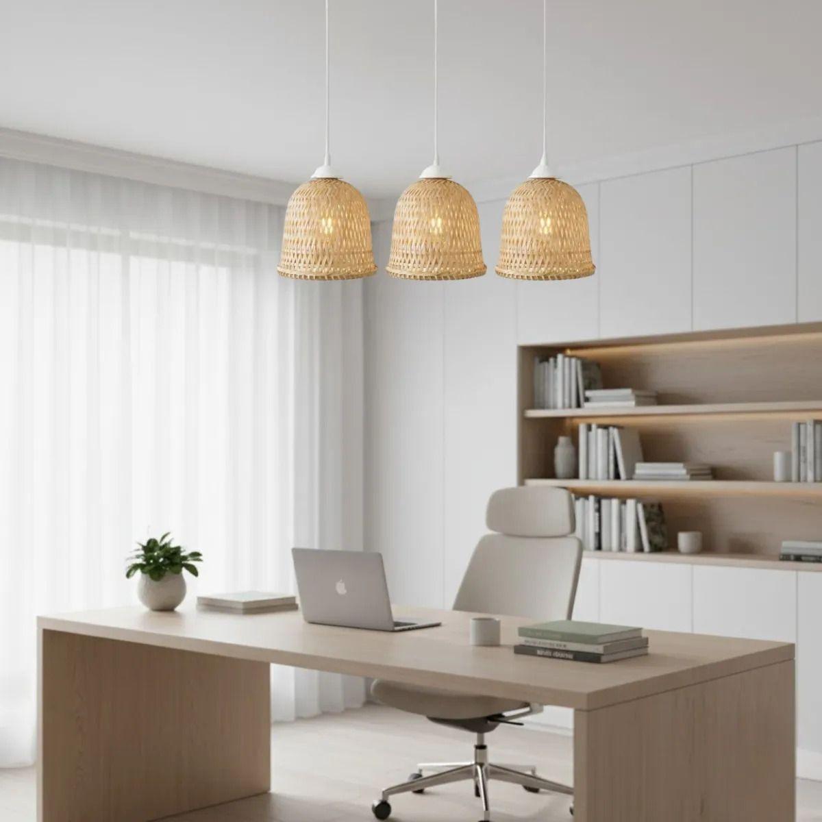 Lámpara Colgante Triple Artesanal Entramado Tejido Led ALJ-6