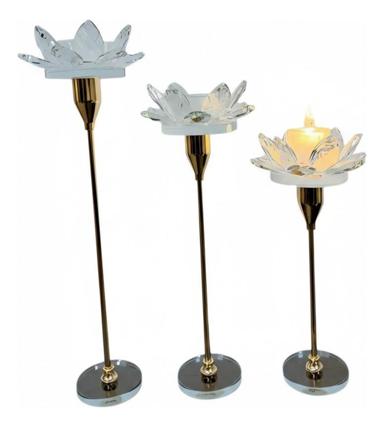 Set 3 Portavelas Decorativo Flor Pétalos Adorno Hogar Jhn-2